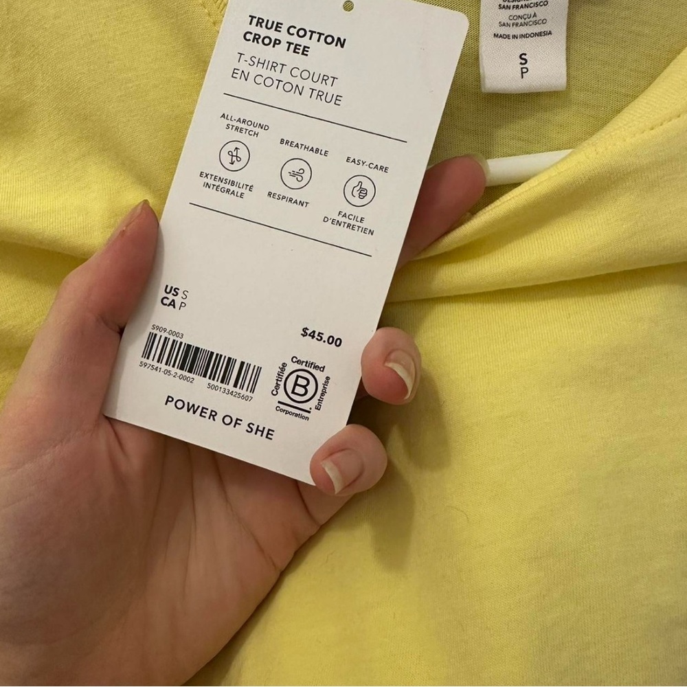 Athleta True Cotton Crop Tee in Citron (DISCONTINUED COLOR), size S - Picture 3 of 5